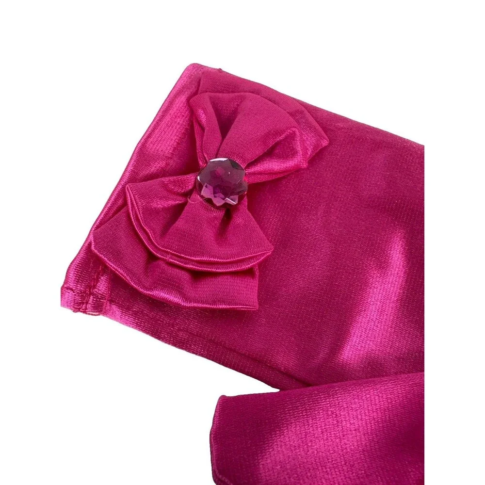 Colorful Opera Length Evening Gloves For Children Long Satin Bow Formal Gloves